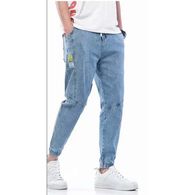 Calça larga de cordão masculina, mais nova calça larga de cintura com elástico, roupa urbana, kpop, casual