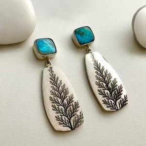 Forest Series Pine Tree Drop <b>Earrings</b> Bezel Setting Copper Ear <b>Post</b> Party Fashion Dangle <b>Earrings</b> CY2023 - Product Image 2