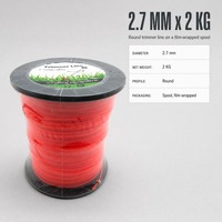 Fil de coupe rond en nylon de 2,7 mm, bobine de fil pour débroussailleuse à essence, orange rouge, pour tondeuse à gazon
