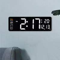 Décoration de salon, minuteur de compte à rebours, température et humidité intérieures, grand écran, calendrier électronique intelligent, horloge murale numérique LED