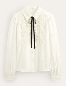 Vendita calda donne <span class=keywords><strong>top</strong></span> e camicetta davanti abbottonatura manica lunga <span class=keywords><strong>bianco</strong></span> tinta unita cotone camicie all'uncinetto camicetta donne eleganti - Product Image 5