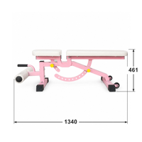 Banc de musculation réglable FitFirst rose, multi-positions, inclinable, avec extension pour les jambes et curl