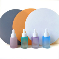 Flacon compte-gouttes en verre rond unique de 40 ml pour sérums capillaires cosmétiques à épaule plate, avec compte-gouttes pour les yeux de 30 ml
