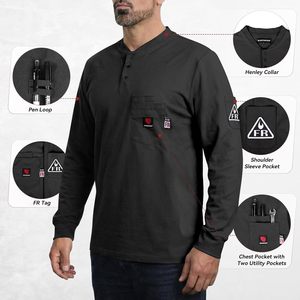 Camisas ARCCAPTAIN Talla S FR para Hombre, Camisa Henley Resistente al Fuego <span class=keywords><strong>de</strong></span> 8oz 100% Algodón, Ropa <span class=keywords><strong>de</strong></span> <span class=keywords><strong>Trabajo</strong></span> <span class=keywords><strong>de</strong></span> Manga Larga para Soldadura - Product Image 4