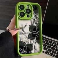 Coques de téléphone antichoc de luxe noires à motifs floraux pour iPhone 17 Air 16 15 Plus Pro Max 14 13 12 11 X – Personnalisation du logo