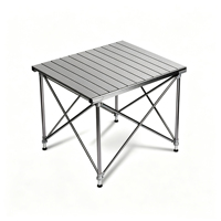 Table de camping pliable en alliage d'aluminium améliorée avec pieds réglables en hauteur, robuste et portable pour l'extérieur, la plage, le pique-nique, la terrasse
