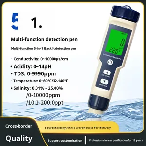 Factory Direct Supply Neutral <strong>OEM</strong> Five-In-One Water Quality Testing Pen TDS/<strong>PH</strong>/EC/Temperature Multifunctional Salinity <strong>Meter</strong> - Product Image 5
