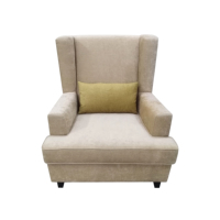 Fauteuil d'appoint contemporain et moderne ergonomique pour hôtel et villa, avec dossier large, en velours doux beige, pour salon