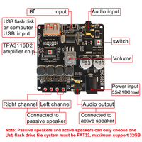 Amplificateur de puissance audio 2*50W TPA3116D2 stéréo compatible BT 10W ~ 100W HiFi classe D numérique TPA3116 USB carte son ampli musical Chipwelldone
