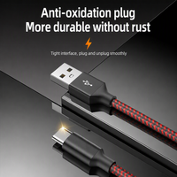 Kabel Pengisian Daya USB A ke Tipe C Berbahan Nilon Kepang Anti Oksidasi dengan Konektor Baja Tahan Karat, Kabel Data Pengisian Cepat