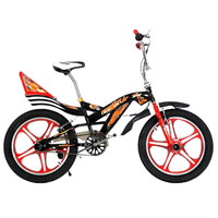Sepeda Stunt Roda 20 Inci Desain Api Merah Hitam dengan Velg Terintegrasi untuk Anak Laki-laki Usia 10-12 Tahun, Sepeda Sport Anak, Buatan Cina