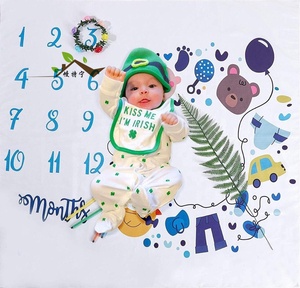 <span class=keywords><strong>Amazon</strong></span> Venta caliente 100% de franela de lana manta de bebé más suave recién nacido fotografía creciente bebé hito bebé Manta - Product Image 2