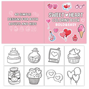 Nuevo <span class=keywords><strong>libro</strong></span> para colorear de corazón dulce de 40 páginas, logotipo personalizado, papel de arte, dibujos animados, Doodle de amor para embalaje de niños - Product Image 5