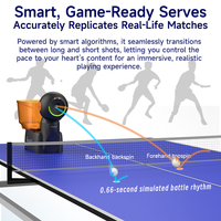 Robot de tennis de table intelligent portable Pusun Dora à 3 roues, capacité de 260+ balles, contrôle par application à distance, machine de ping-pong pour l'entraînement