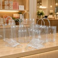 Sac fourre-tout transparent avec poignée, impression de logo personnalisée, sac de shopping transparent, sac à main réutilisable pour la promotion en détail et l'emballage de cadeaux