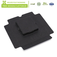 Plateau en pulpe de papier biodégradable écologique, insert moulé noir personnalisé, emballage haut de gamme pour l'électronique