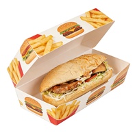 Boîtes à hamburgers personnalisées en carton blanc de qualité alimentaire, écologiques, biodégradables, avec logo en feuille d'or, finition brillante