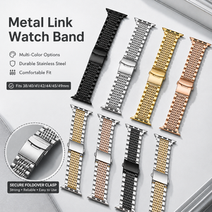 <span class=keywords><strong>Correa</strong></span> de Reloj de Acero Inoxidable de Lujo, <span class=keywords><strong>Correa</strong></span> Metálica Ajustable con Cierre Desplegable, Compatible con Relojes Inteligentes de 38-46 mm, para Negocios - Product Image 1