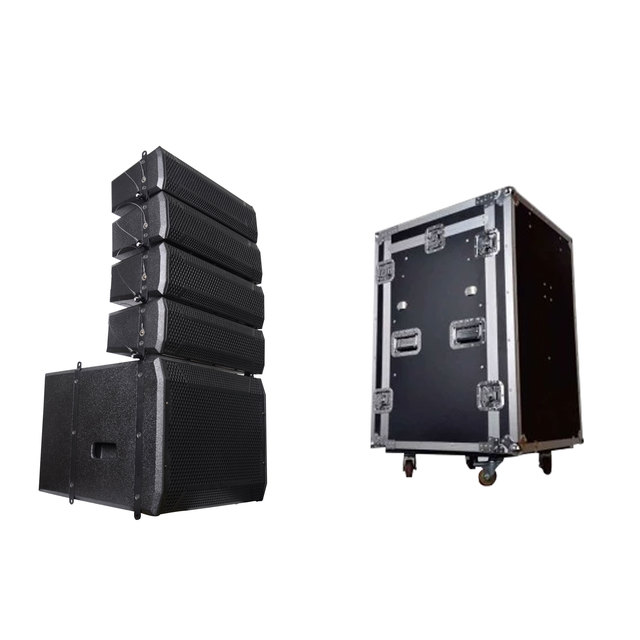 RQSONIC LA412D-KIT PA 1000W Powered Speaker Active Concert Stage Line Array Speaker Sound System With Flight Case