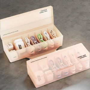 Caja de Plástico <span class=keywords><strong>para</strong></span> <span class=keywords><strong>Cables</strong></span> de Oficina con Tapa, 7 Compartimentos, Organizador de <span class=keywords><strong>Cables</strong></span> Extra Grande, Accesorios <span class=keywords><strong>para</strong></span> Cajones de Escritorio - Product Image 6