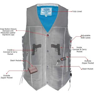 2025 cuir MLM3541 hommes Roulette noir cuir Premium 10 poches moto gilet Cool-Tec cuir Auto course porter - Product Image 4