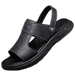 Sandalias de Verano para Hombre, Punta Abierta, Casuales, Suela de Goma, Forro de PU, Antideslizantes, Parte Superior de Cuero Genuino, Hechas en China - Product Image 1