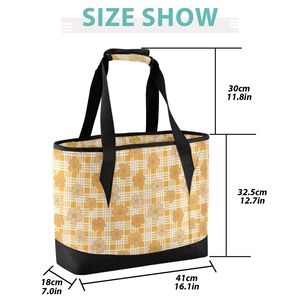Hawaii Puakenikeni Flower Eco-Friendly Custom Print Palaka Women Picnic Thermal Food Beach Tote Cooler Bag with Zipper Closure - Product Image 4