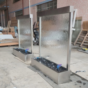 ไฟ LED ม่านน้ำกราฟิก น้ำตกจำลองในร่ม น้ำพุโลหะ น้ำตกสีขาว - Product Image 3