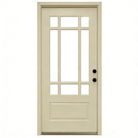 Porte d'entrée résidentielle américaine en acier, anti-effraction, moderne, avec surface finie, verre isolant Low-E à économie d'énergie pour l'extérieur de la maison