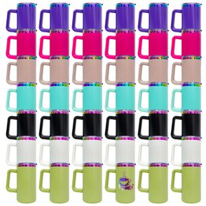 Custom LogoBulk Stainless Steel Mirror Rainbow Plated 20Oz Travel Mug Removable <b>Plastic</b> Handle With Slide Lids - Product Image 1