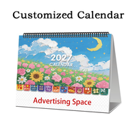 Calendrier de bureau spirale, pliable, sur pied, motif ciel nocturne, décoration de table, fournitures de bureau, cadeau, vente en gros
