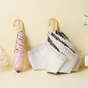 Parapluie pliant de style japonais, 3 sections, manche en bois, armature en aluminium, ouverture manuelle, double usage soleil et pluie, parapluies légers - Product Image 2