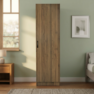 Malaysia-Made 1-Door Contemporary Bedroom <b>Wardrobe</b> with Small <b>Hanging</b> Space OAK Wooden Chipboard Home & Hotel Furniture - Product Image 2