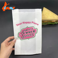 Sac en papier blanc imprimé sur mesure, résistant à la graisse, avec fenêtre, pour sandwichs, hamburgers, boulangerie, emballage alimentaire, jetable, à emporter