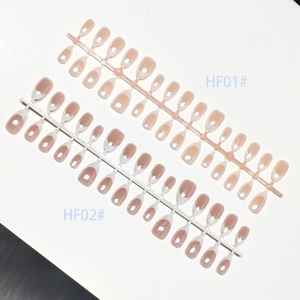 Ongles artificiels à presser, forme amande courte, métalliques, scintillants, style français, 30 pièces/rangée, tailles XS/S/M – Nouveauté très prisée - Product Image 4