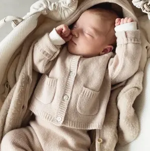 Newborn Baby Cashmere Sweater and Pants Sets Knitted Cashmere Tops Boys Girls Outfits 2 Pieces Baby Clothing Quantity OEM