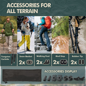 Bastón de Senderismo Telescópico de 3 Secciones, Ultraligero, de Fibra de Carbono y Aluminio, Personalizado, para Caminatas Nórdicas, para Hombres y Mujeres - Product Image 6