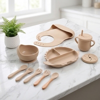 En stock, ensemble de vaisselle en silicone pour bébé, assiette et bol en forme de dinosaure, vaisselle pour enfants, kit de repas pour bébé, ensemble de nourrissage en silicone pour bébé