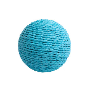 Jouet pour chat en corde de <span class=keywords><strong>papier</strong></span> bleu ciel tressé, résistant à l'usure, balle en ficelle torsadée, jouet interactif pour gratter, mordiller et nettoyer les dents - Product Image 1