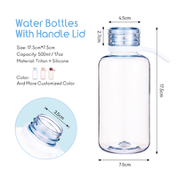 Bouteille d'eau Tritan sans BPA 500 ml avec poignée de transport en silicone, anti-fuite, portable, bouteille de voyage, logo personnalisé
