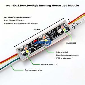 <span class=keywords><strong>Module</strong></span> <span class=keywords><strong>LED</strong></span> à effet de chasse RVB haute luminosité 110V 220V 2W SMD 3030 9 <span class=keywords><strong>LED</strong></span> avec lentille <span class=keywords><strong>Module</strong></span> étanche IP68 pour décoration de panneaux de magasin - Product Image 3