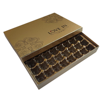 Boîte d'emballage de chocolat STPP avec impression couleur et estampage doré, 48 pièces, pour coffret cadeau de chocolats célèbres et de truffes