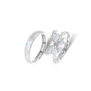 Anillos De Pareja Silver Plated Luminous Butterfly <b>Couple</b> <b>Rings</b> Glow in Dark Luminous Band Adjustable Open <b>Ring</b> Wedding Jewelry - Product Image 5