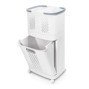 Classification Multifunctional Plastic Laundry Hamper Dirty Clothes Basket Removable Plastic Laundry Basket With Wheels