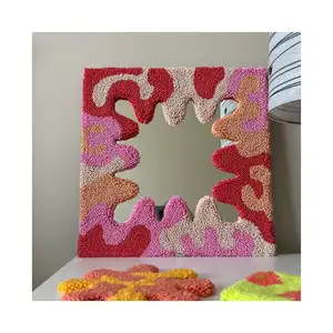 Personalização wiggly decoração home rosa soco agulha artesanal onda tufado caneca tapete parede espelho