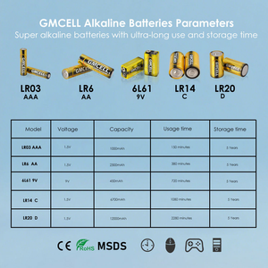 Pila Alcalina AA GMCELL 1.5V AM3 LR6 de Baja Autodescarga, Pilas Primarias Secas para Electrodomésticos y Juguetes, Certificadas CE MSDS - Product Image 6