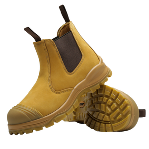 Mid Cut Chelsea chaussures de sécurité en cuir de vachette PU imperméable anti-dérapant Construction semelle en caoutchouc acide alcalin résistant à l'huile pour le printemps - Product Image 1