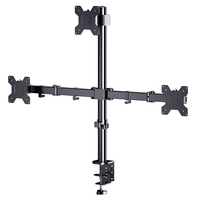 Soporte de Escritorio para Tres Monitores de 13-32 Pulgadas, Base de Acero Resistente con Abrazadera en C, VESA 75x100mm, 22 Libras