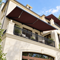 Auvent rétractable pour terrasse avec éclairage LED, bras pliable en aluminium robuste, pare-soleil, taille personnalisée, auvent mural extérieur