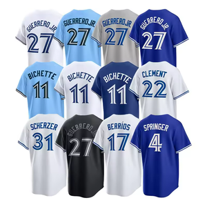 Nueva Camiseta de Béisbol 2025 para Hombre, 27 Guerrero Jr, 11 Bo Bichette, 4 George Springer, Venta al por Mayor, Económica, Estilo Americano, con Costuras de Primera Calidad - Product Image 1